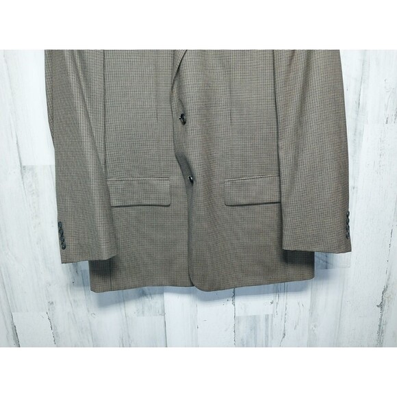 Nautica 42L USA Tan Navy Houndstooth Stripe Wool Soft Tweed 2 Button Blazer - Picture 2 of 8